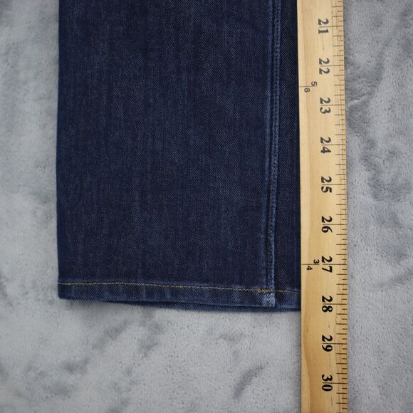 Lands End Pants Womens 8 Blue Straight Dark Wash Mid Rise Denim Button Jeans - Picture 6 of 16